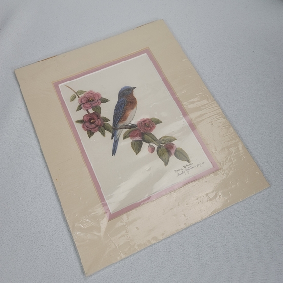 Nancy Zittrain Bluebird With Flowers Print With Mat SIGNED NUMBERED - Picture 4 of 16